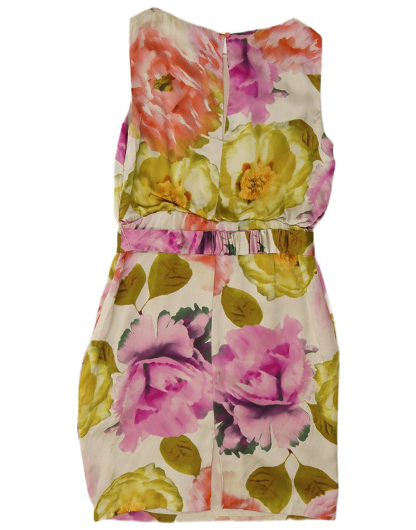 Ärmelloses Etuikleid für Damen von Coast, Größe M, mehrfarbig, Blumenmuster, Seide (UK 12).