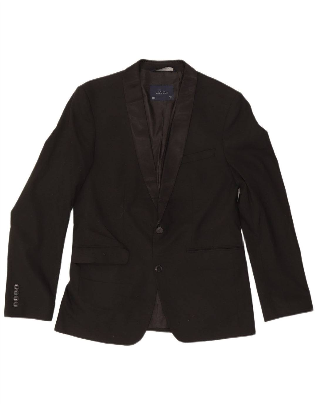 Zara Herren 2-Knopf-Blazerjacke EU 50 Mittelschwarz