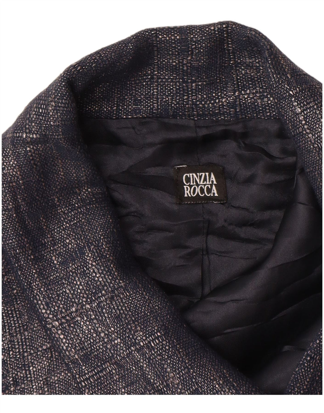 CINZIA ROCCA Damen 1-Knopf-2-teiliges Set UK 10 Small Marineblaue Baumwolle