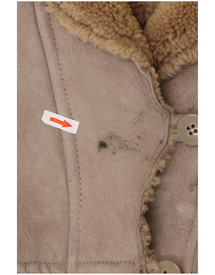 Vintage Damen Shearling Mantel IT 42 Medium Beige Shearling