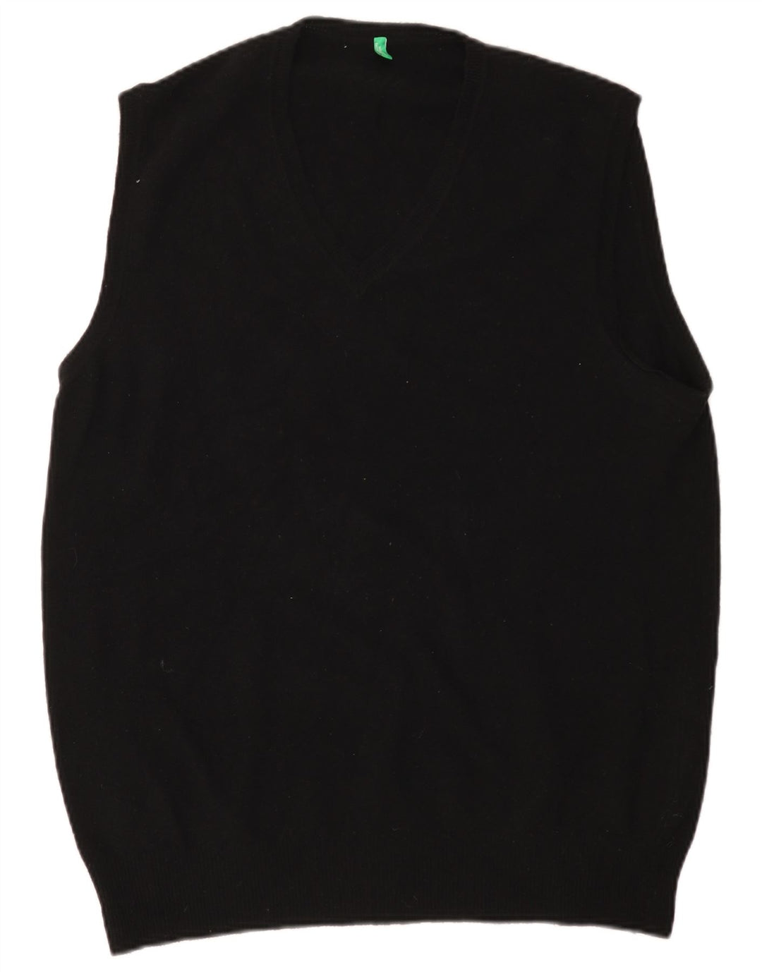 Benetton Herren Slim Fit Weste Tank Top XL Schwarz Wolle