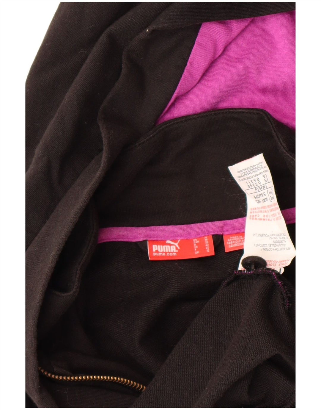 PUMA Damen Zip Hoodie Pullover UK 12 Mittelschwarze Baumwolle