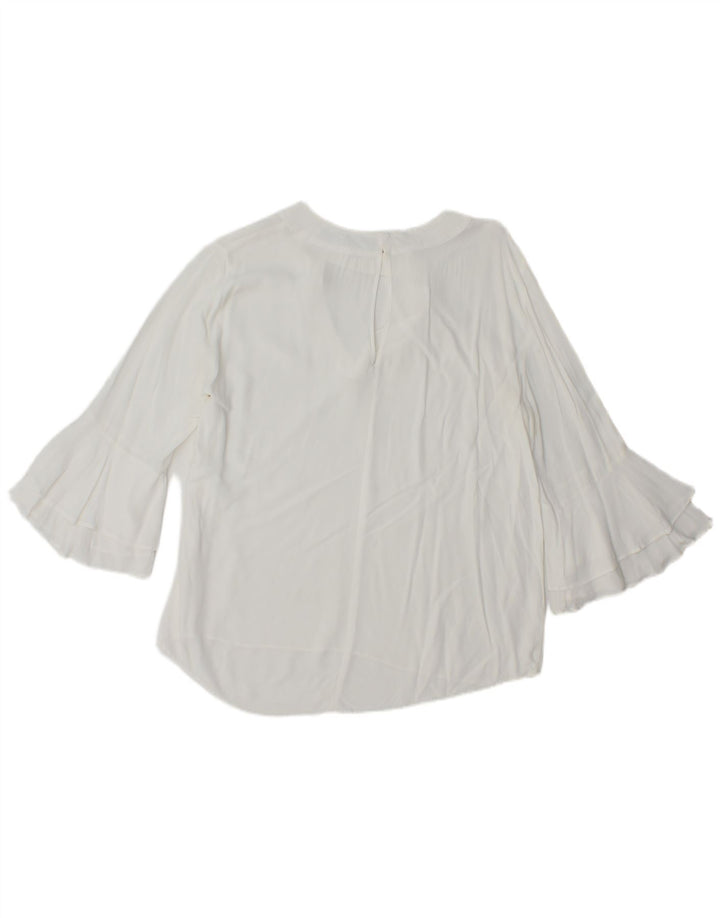 Zara Damen-Blusenoberteil mit 3/4-Ärmeln, Gr. 46, Weiß