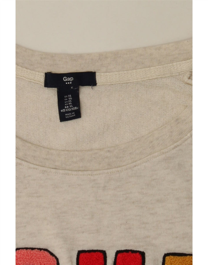 GAP Womens Graphic Sweatshirt Jumper UK 18 XL Grey Cotton Vintage Gap and Second-Hand Gap from Messina Hembry 