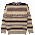 Vintage Herren Pullover mit Rundhalsausschnitt, groß, grau gestreift