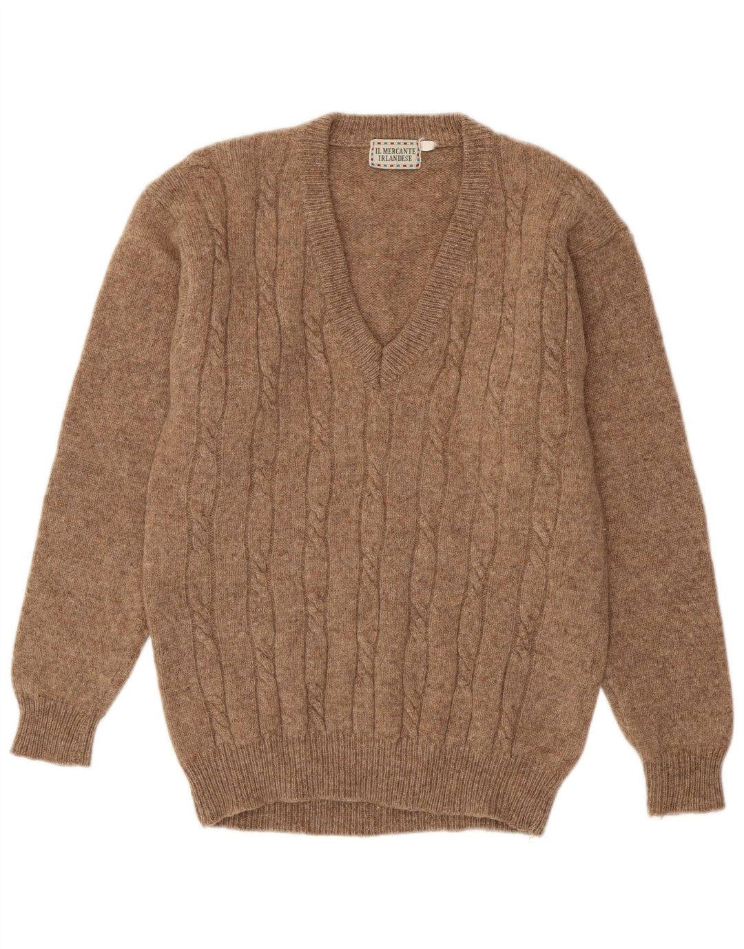 Vintage Herren Pullover mit V-Ausschnitt Mittelbraun