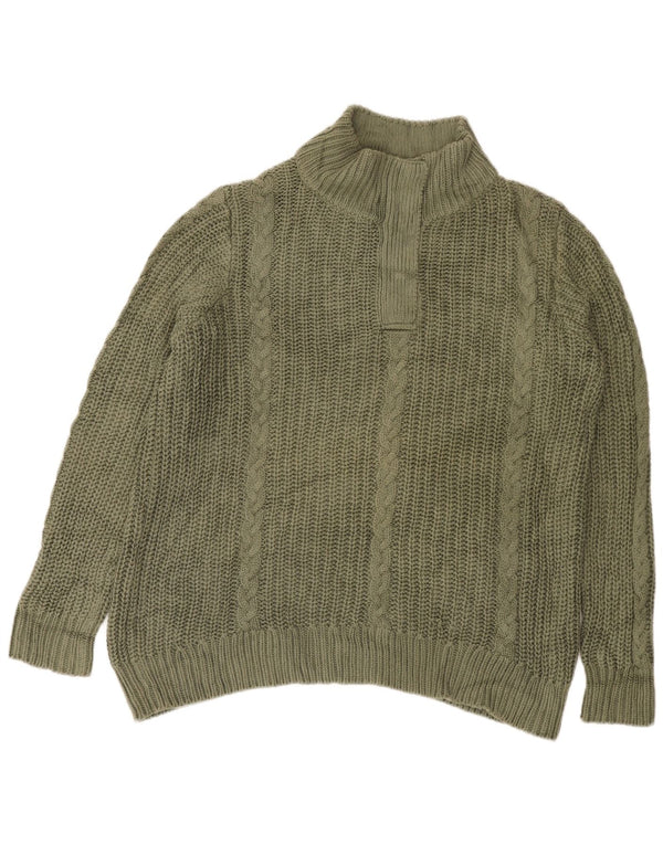 L.L.Bean Damen-Pullover mit lockerer Passform und Reißverschluss am Hals, UK 18, XL, Khaki, Baumwolle
