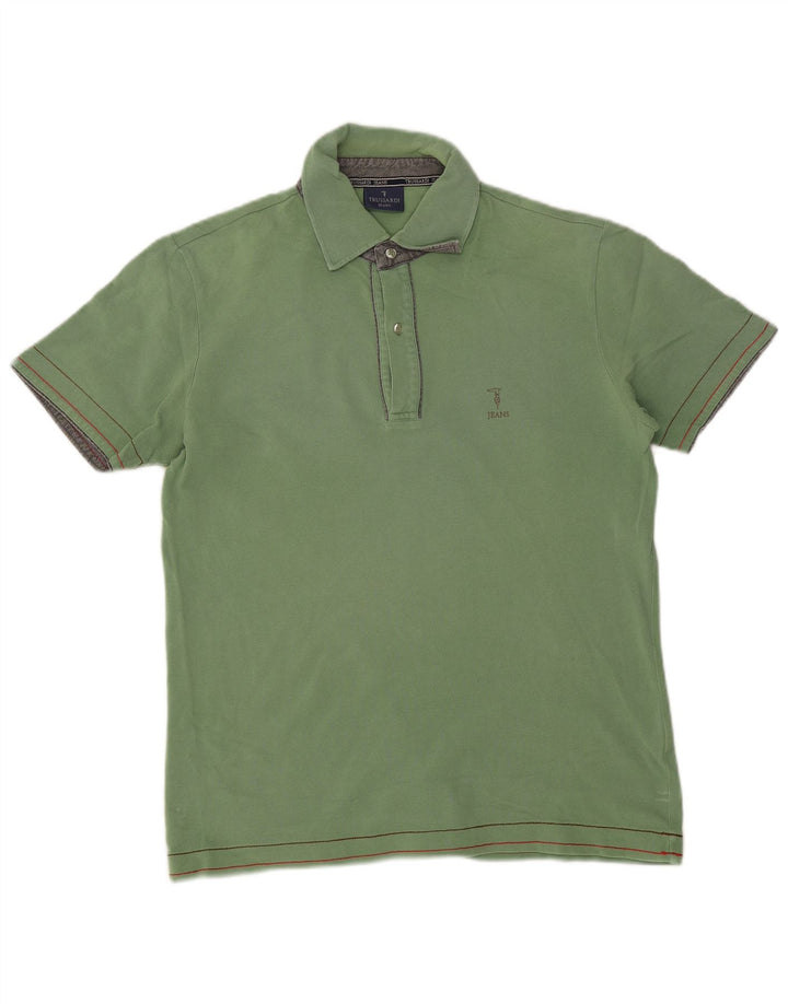 Trussardi Jeans Herren-Poloshirt aus mittelgrüner Baumwolle