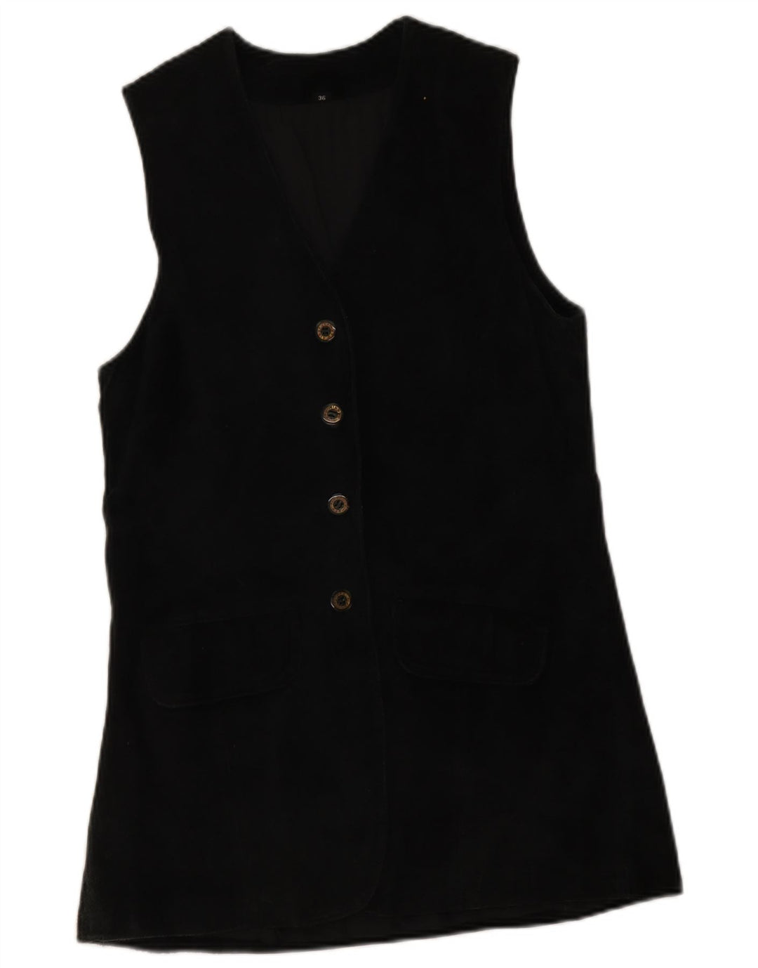 Vintage Damen Wildlederweste EU 36 Small Schwarz