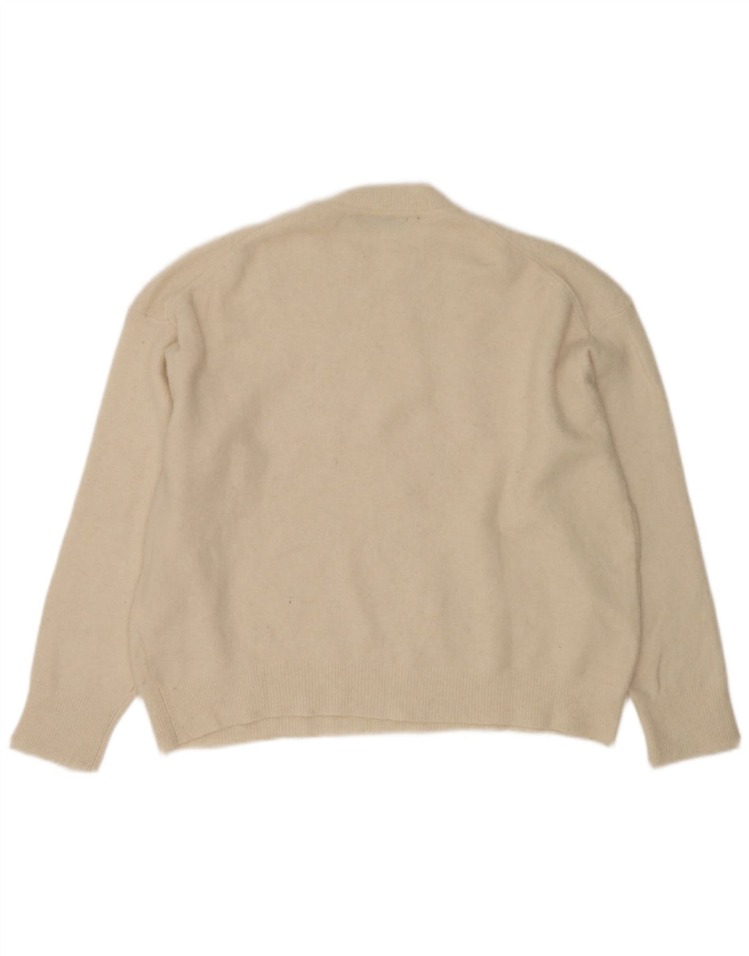 Zara Damen-Pullover, übergroß, Rundhalsausschnitt, Gr. 14, Mittel, gebrochenes Weiß