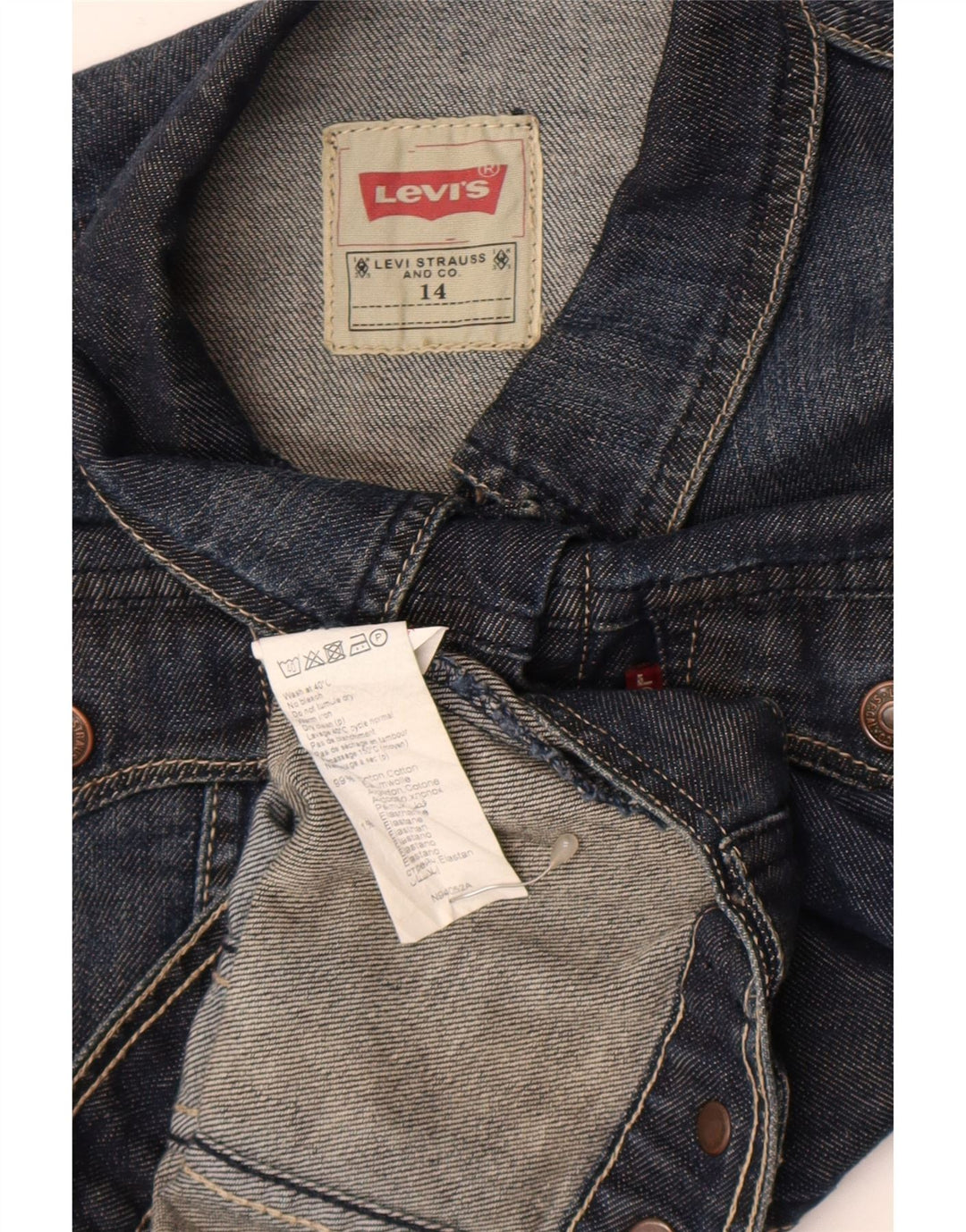 Levi's Jeansjacke für Mädchen, 13–14 Jahre, marineblaue Baumwolle