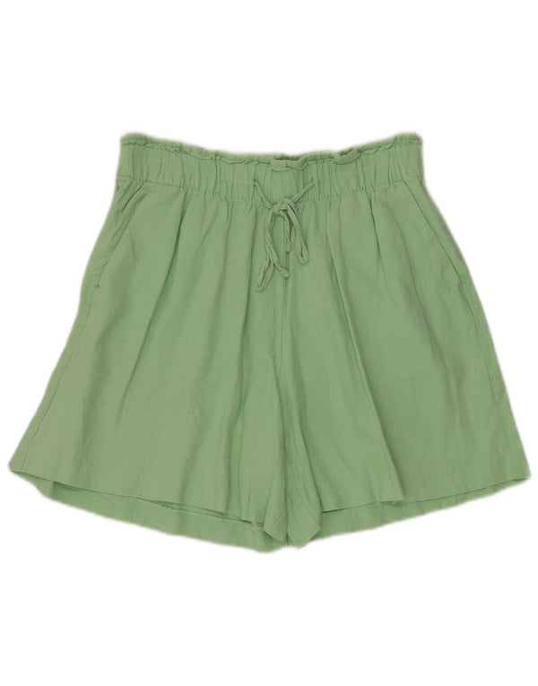 Marks & Spencer Damen-Freizeitshorts mit hoher Taille, UK 10, Größe S, W28, grüner Flachs