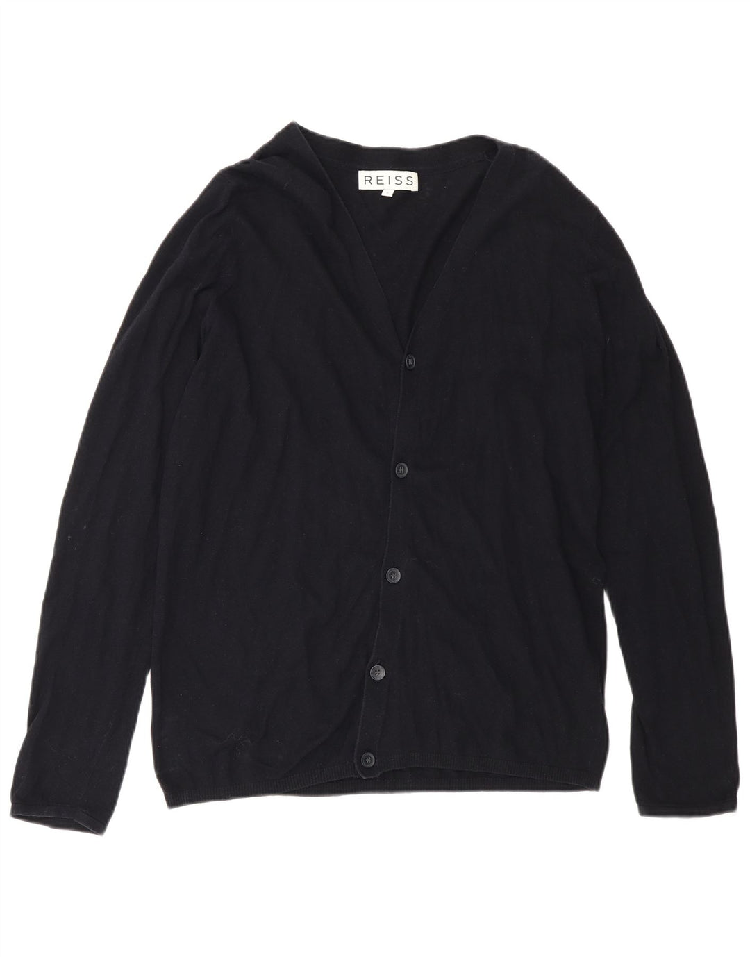 Reiss Herren-Cardigan, Größe S, schwarze Baumwolle