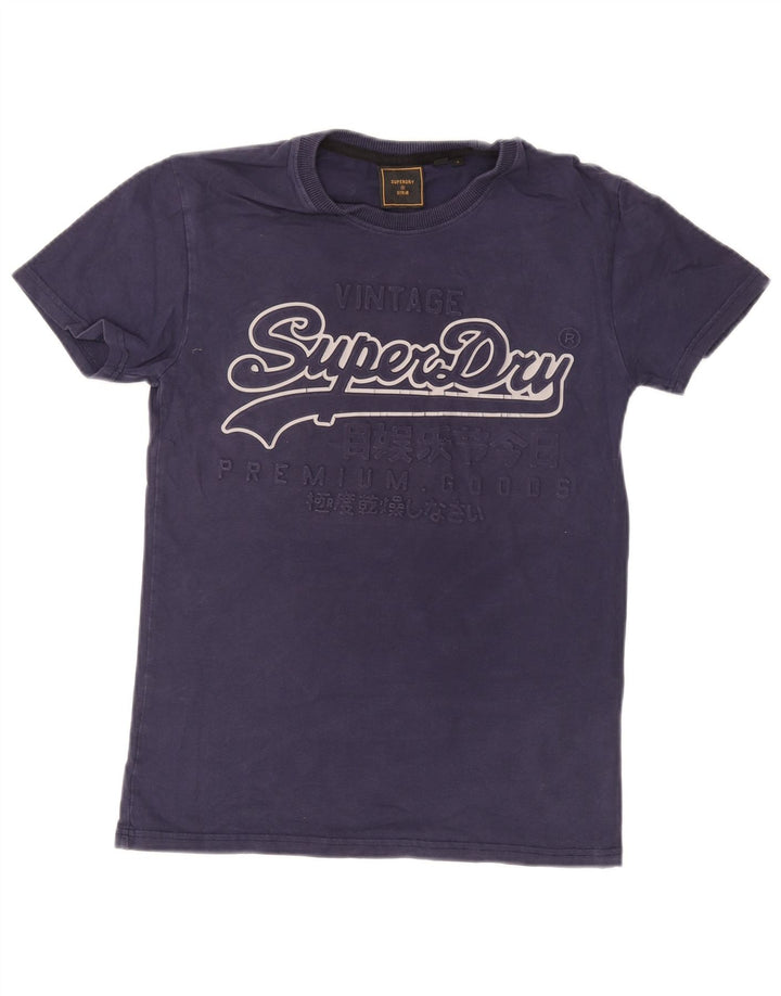 SUPERDRY Herren-T-Shirt mit Grafik, Größe S, marineblaue Baumwolle