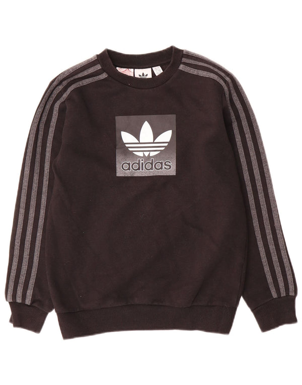 Adidas Jungen Grafik-Sweatshirt-Pullover 9–10 Jahre, schwarze Baumwolle