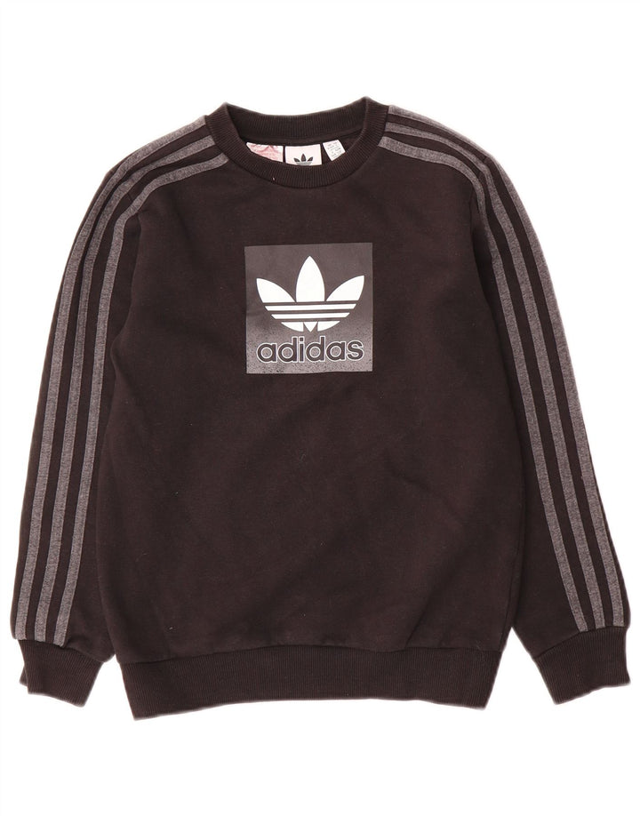 Adidas Jungen Grafik-Sweatshirt-Pullover 9–10 Jahre, schwarze Baumwolle