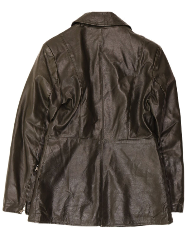 Vintage Damen Lederjacke UK 10 Small Khaki
