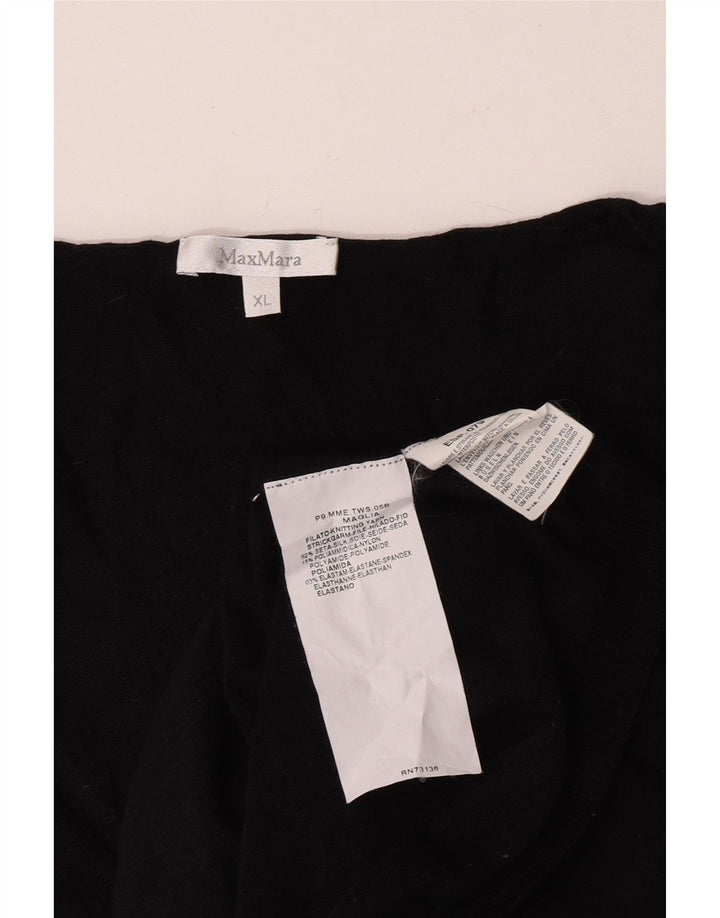 Max Mara Damen ärmelloses Blusenoberteil UK 18 XL Schwarze Seide