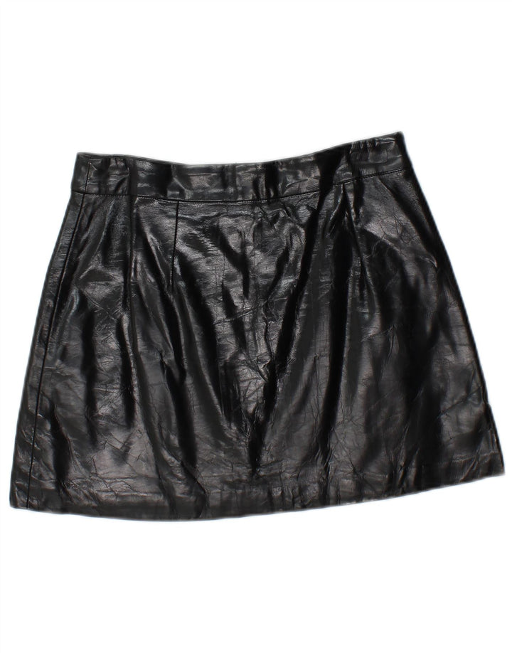 Zara Damen-Minirock aus Kunstleder, Größe S, W26, Schwarz, Polyurethan