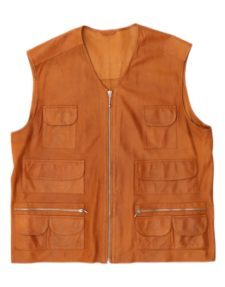 CRISTIANO DI THIENE Herren-Leder-Utility-Gilet IT 50 Large Braun