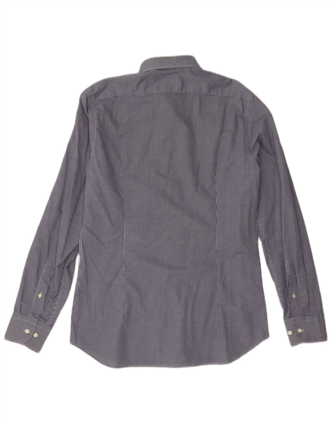 ALVIERO MARTINI Herrenhemd Größe 16 41 Große marineblaue Gingham-Baumwolle