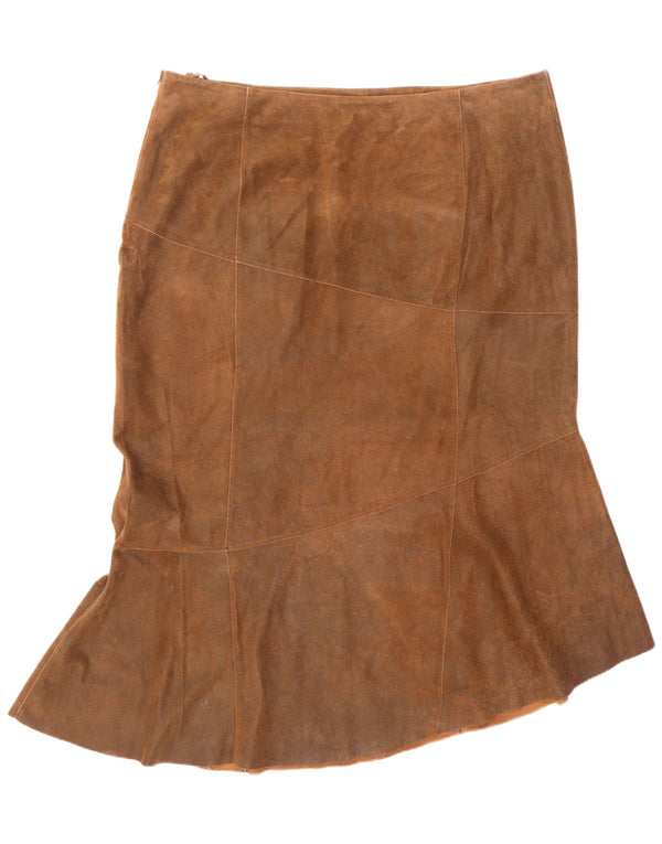 Vintage Damen Leder Meerjungfrau Rock UK 24 4XL W42 L36 Braunes Leder