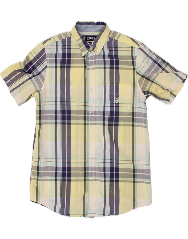 CHAPS Mens Short Sleeve Shirt Small Yellow Check Cotton Vintage Chaps and Second-Hand Chaps from Messina Hembry 