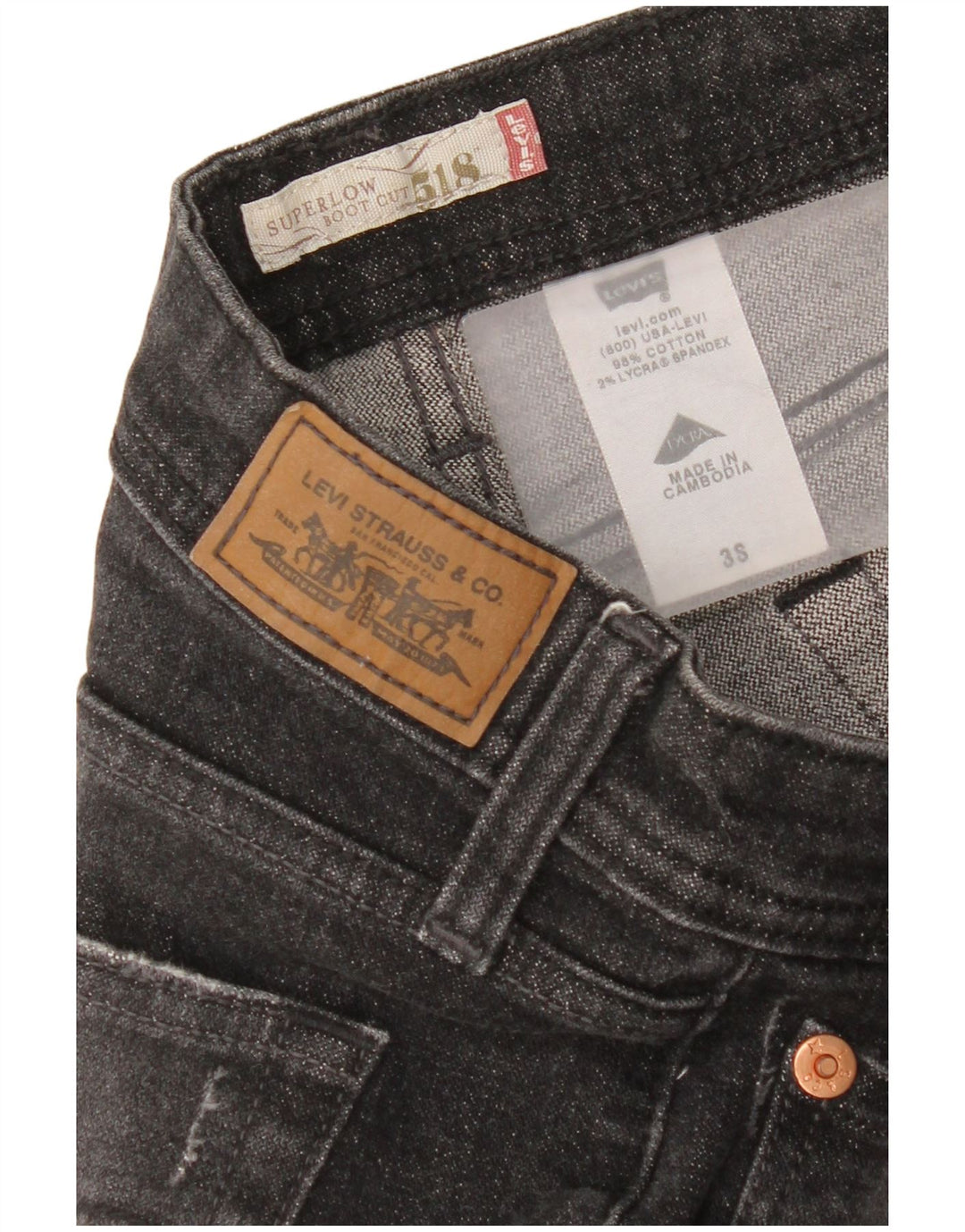 Levi's Damen 518 Super Low Bootcut Jeans US 3 Small W30 L29 Graue Baumwolle