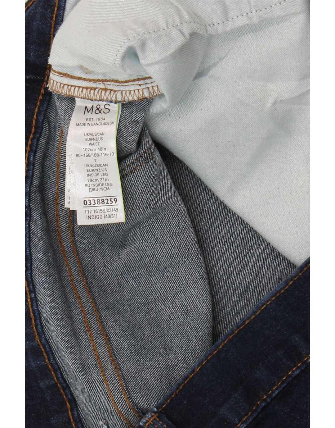 Marks & Spencer Herren Slim Jeans W40 L31 Marineblaue Baumwolle