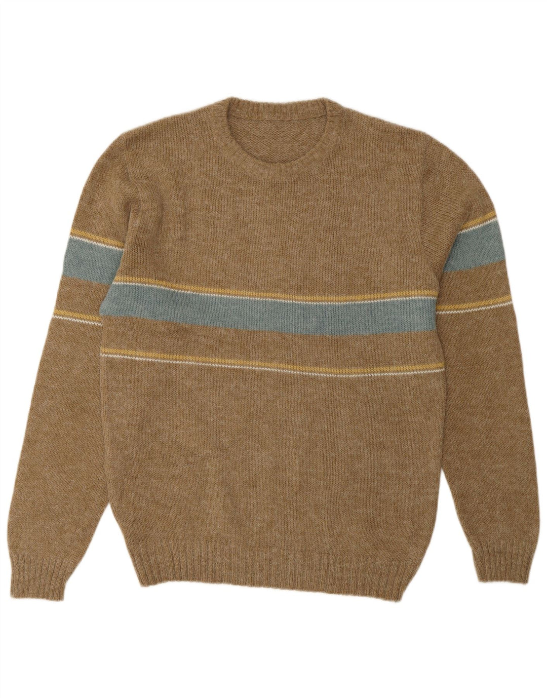 Portobello’s Herren-Pullover mit Rundhalsausschnitt, IT 48, Mittelbraun, Farbblock
