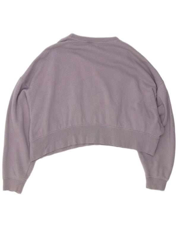 Nike Damen Crop Loose Fit Sweatshirt Pullover UK 10 Small Lila Baumwolle