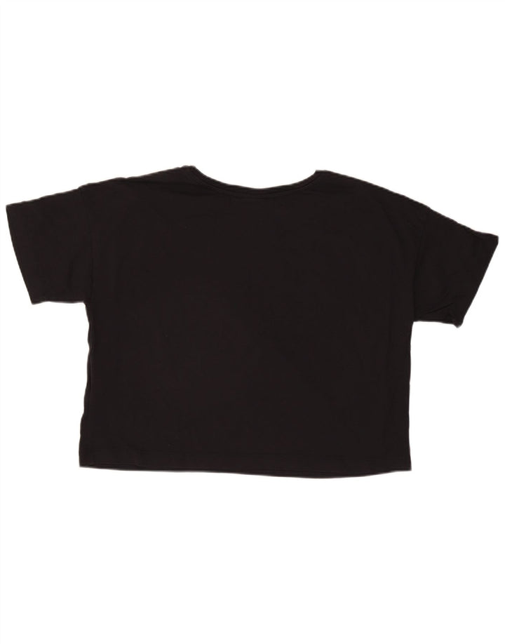 CHAMPION Damen Oversize Crop Graphic T-Shirt Top UK 10 Small Schwarz