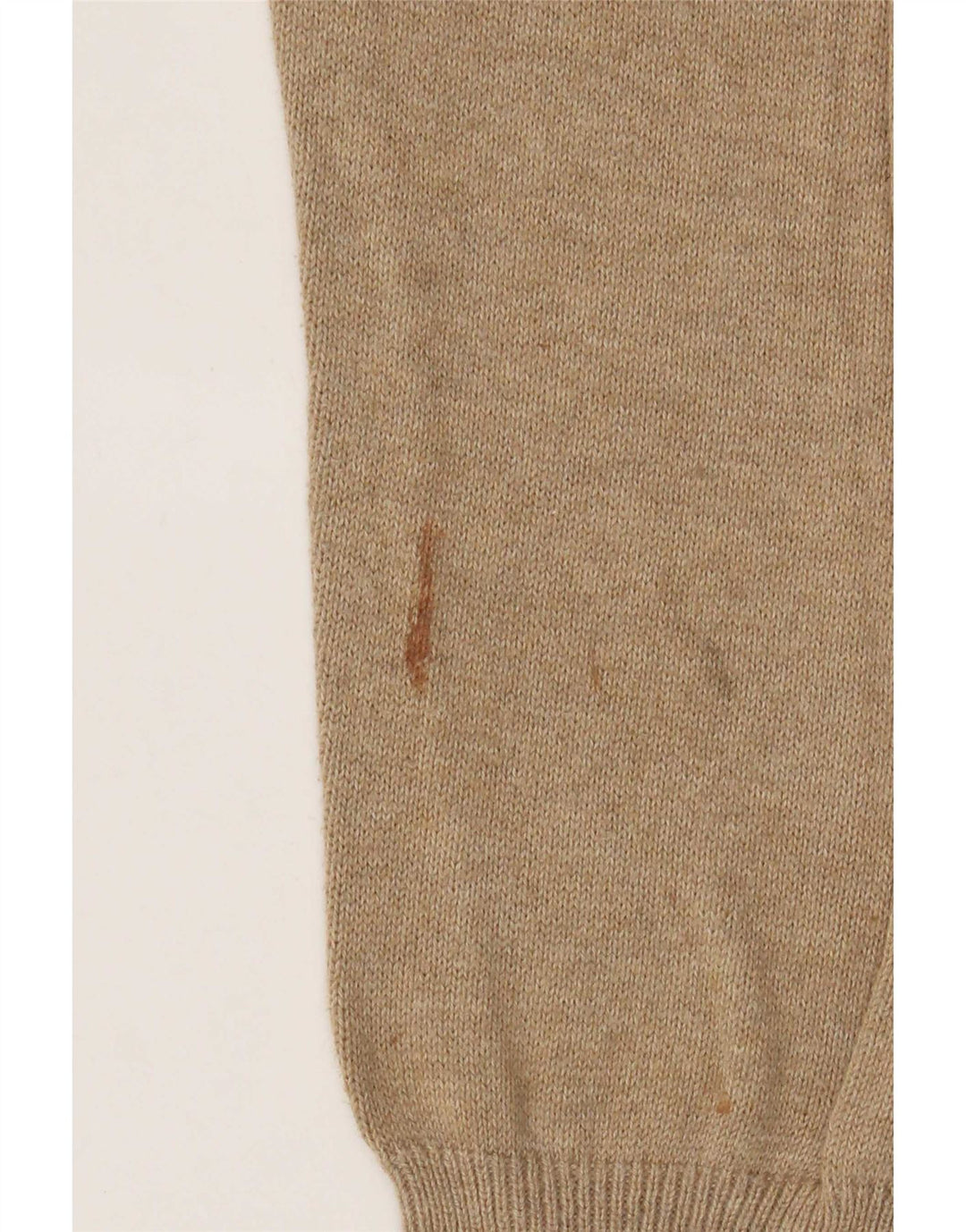 Marks & Spencer Herren-Pullover mit V-Ausschnitt, mittelbeigefarbene gesprenkelte Baumwolle