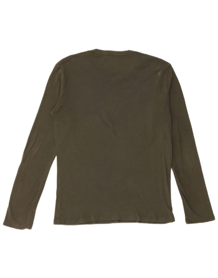 BENETTON Damen Graphic Top Langarm UK 12 Mittelgrün