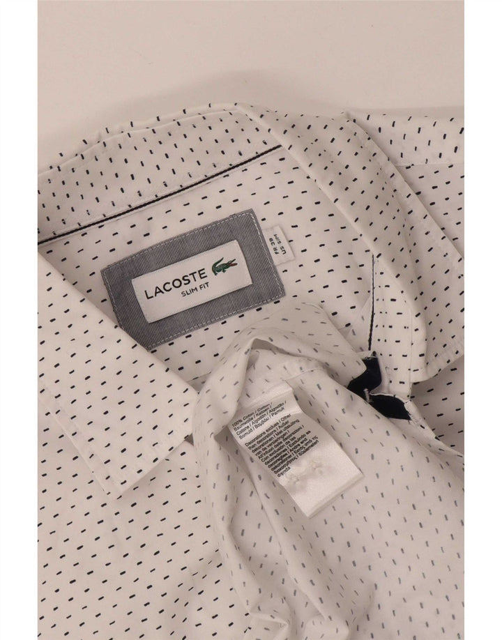 Lacoste Herren-Slim-Fit-Hemd, Größe 39, mittelweiß gefleckte Baumwolle