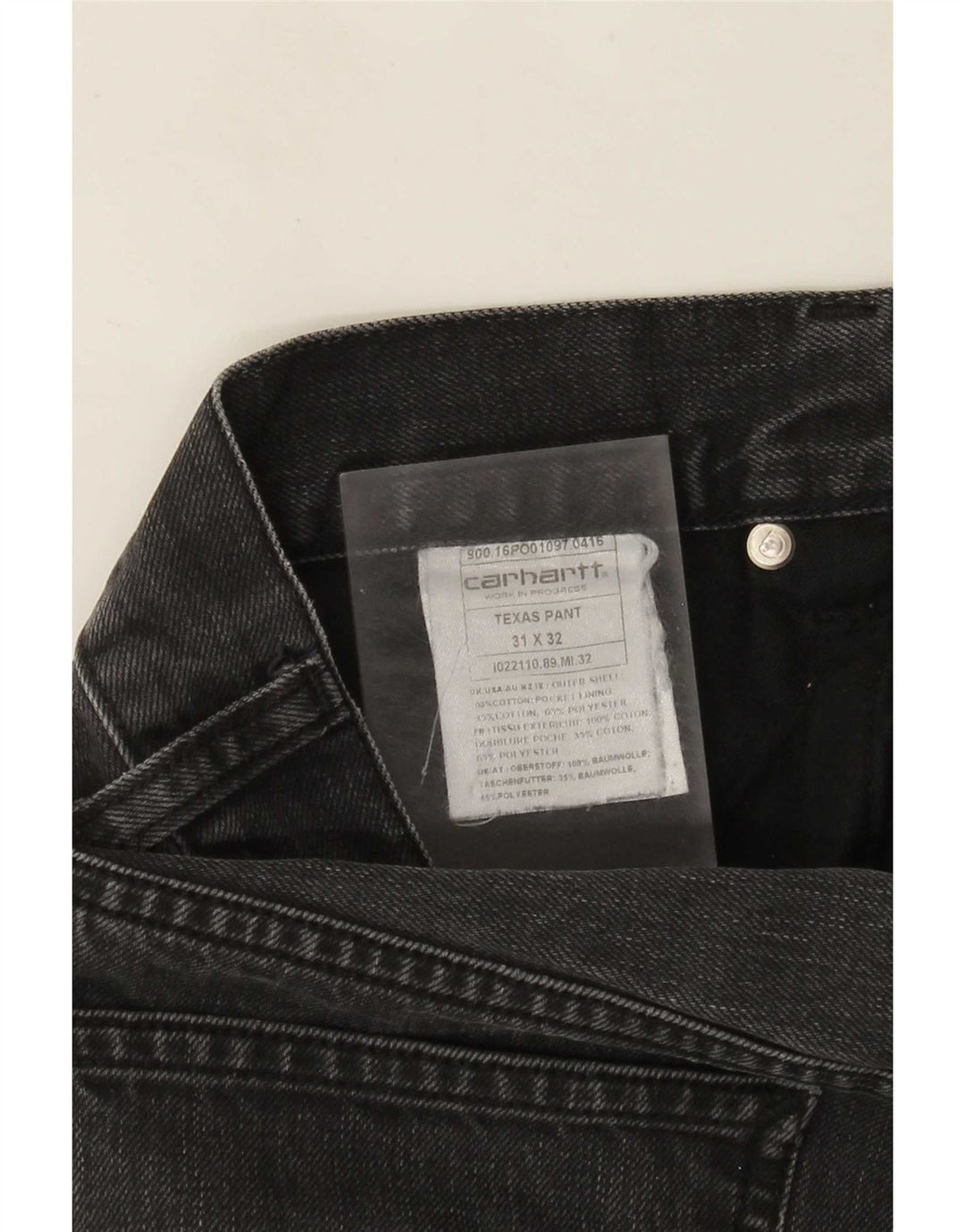 Carhartt Herren Straight Jeans W31 L28 Graue Baumwolle