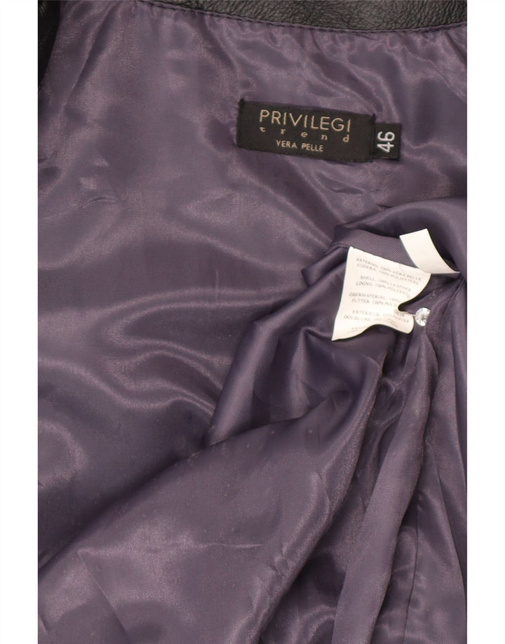 PRIVILEGI Womens Leather Jacket IT 46 Large Black Leather