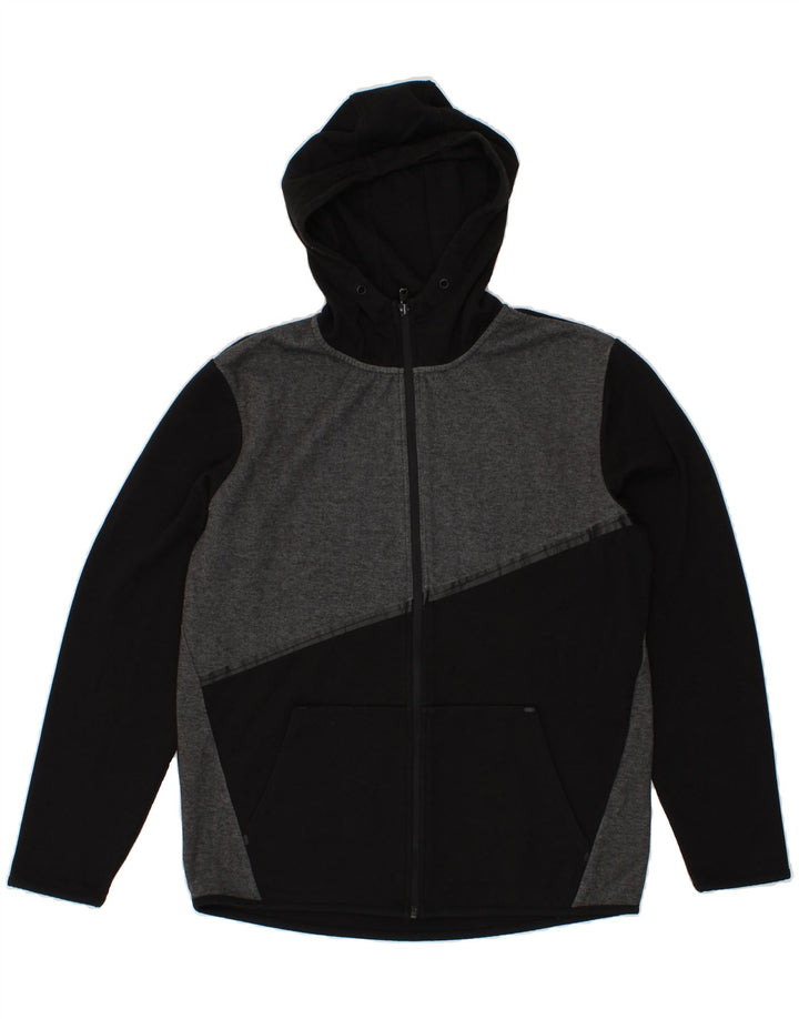 JACK & JONES Mens Zip Hoodie Sweater Large Black Polyester Vintage Jack & Jones and Second-Hand Jack & Jones from Messina Hembry 