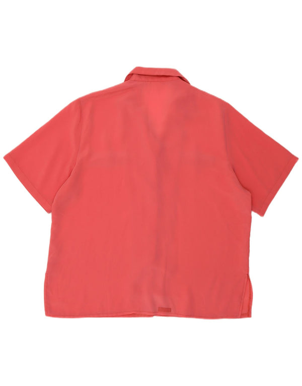 Vintage Damen Kurzarm-Hemdbluse UK 16 Large Pink