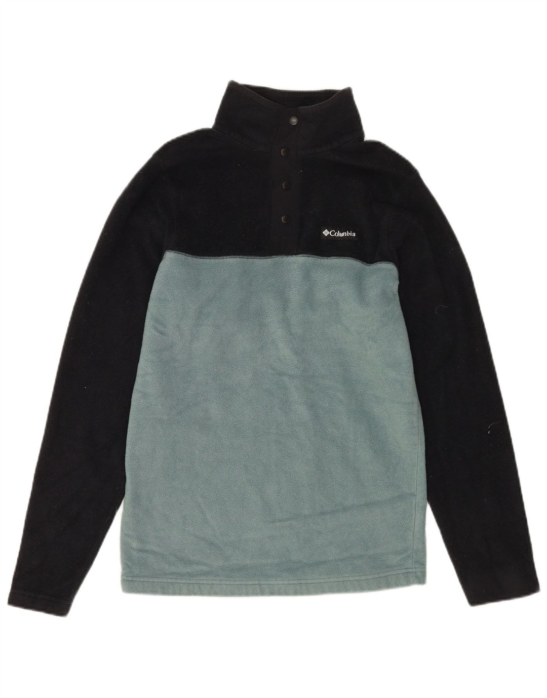 COLUMBIA Damen-Fleecepullover mit Knopfkragen, UK 14, Größe L, Schwarz, Farbblock