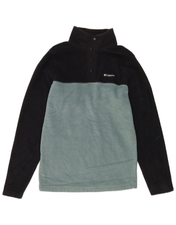 COLUMBIA Damen-Fleecepullover mit Knopfkragen, UK 14, Größe L, Schwarz, Farbblock