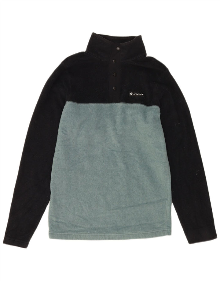 COLUMBIA Damen-Fleecepullover mit Knopfkragen, UK 14, Größe L, Schwarz, Farbblock