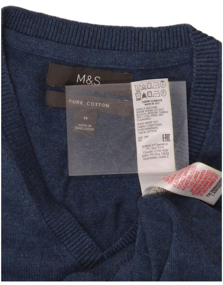 MARKS & SPENCER Herren-Weste-Tanktop aus mittelblauer, marineblauer Baumwolle