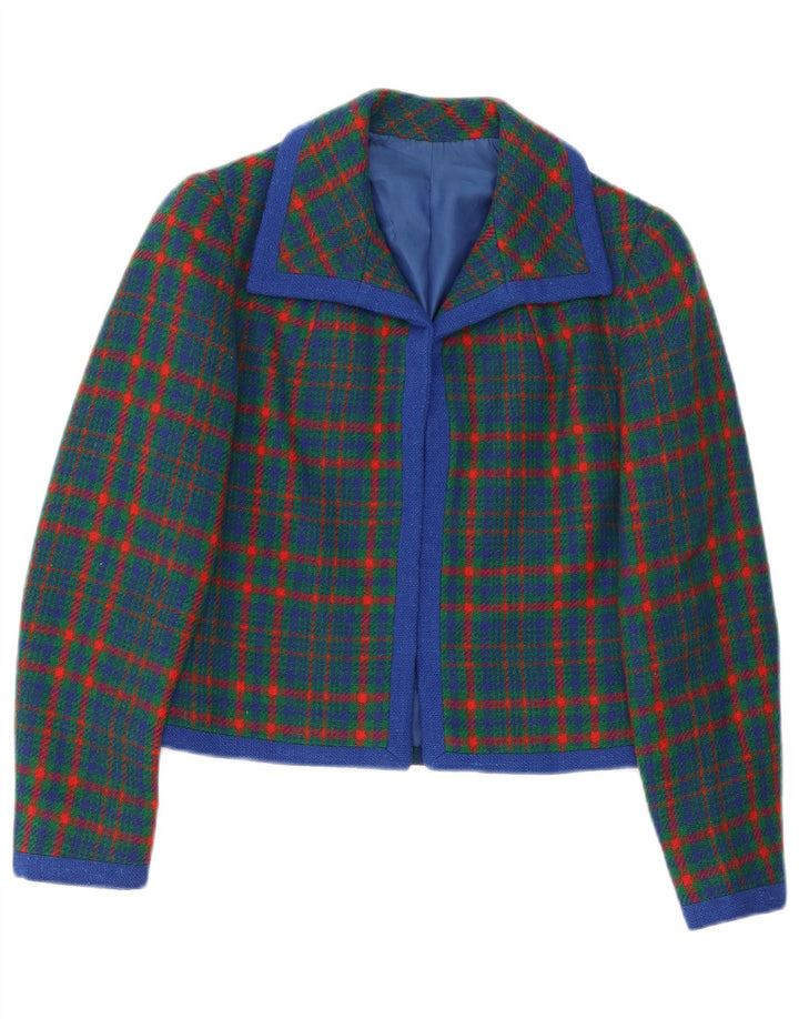 Vintage Damen Blazer Jacke UK 10 Klein grün kariert Retro