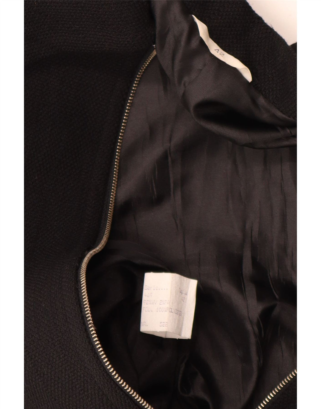 Vintage Damen Blazerjacke mit durchgehendem Reißverschluss IT 42 Mittelschwarzes Polyester