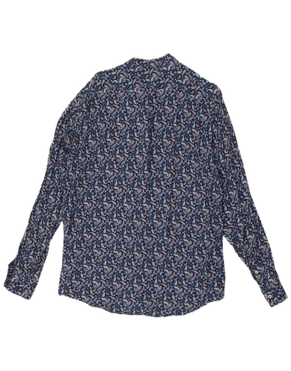 Zara Herren Relaxed Fit Hemd XL Blau Paisley Viskose