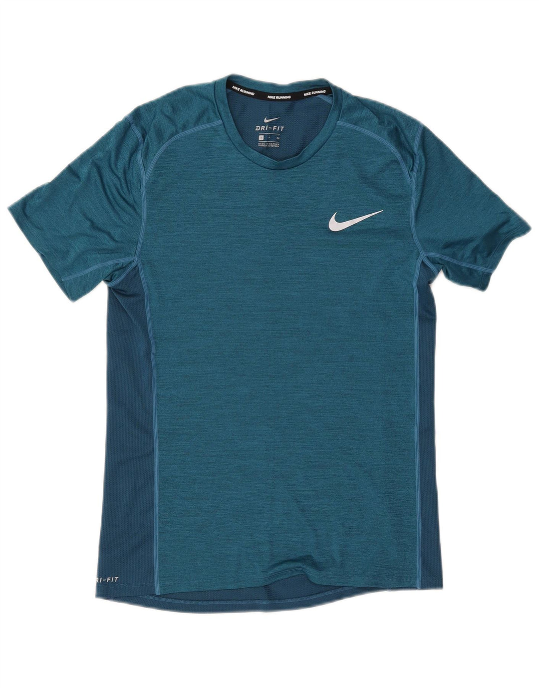 Nike Herren Dri Fit T-Shirt Top Small Blaues Colourblock-Polyester