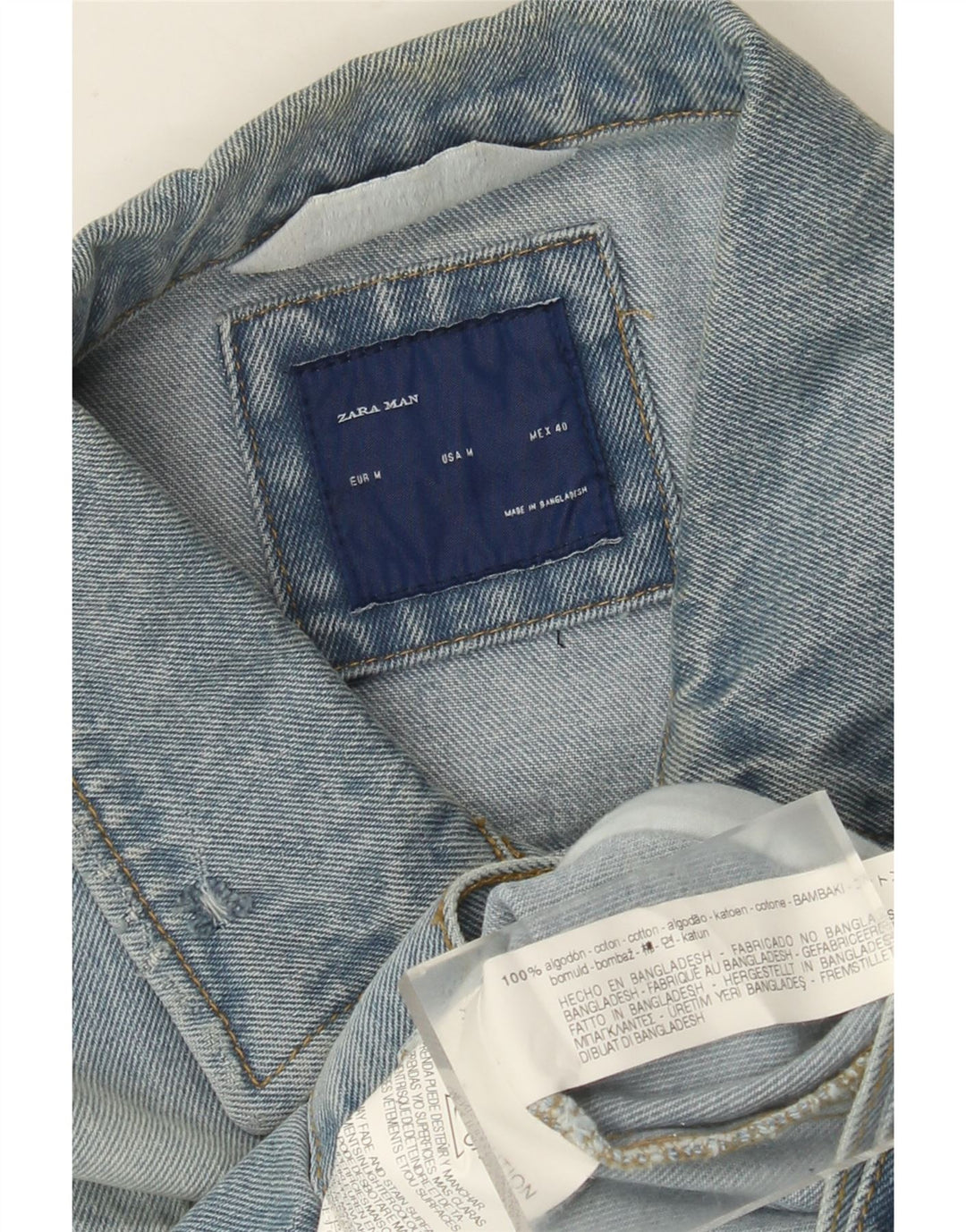 ZARA Herren Jeansjacke UK 38 Mittelblaue Baumwolle