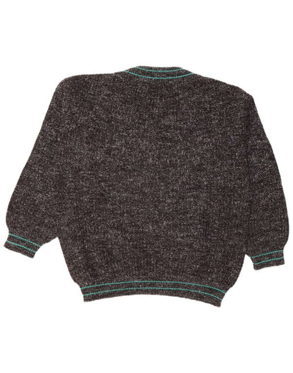 Vintage Herren V-Ausschnitt Pullover Pullover XL Schwarz Acryl