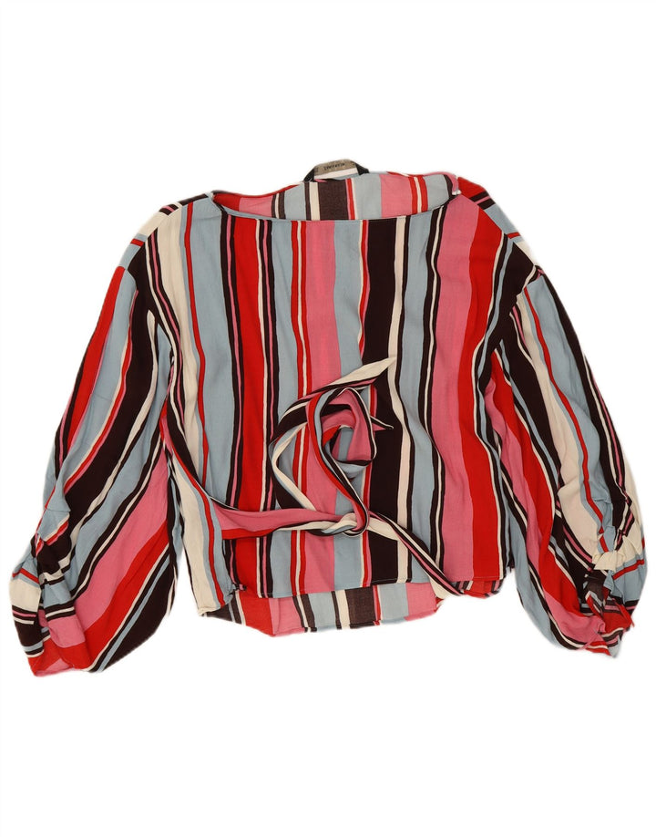 Zara Damen Crop Langarm-Blusenoberteil UK 14 Medium Mehrfarbig gestreift